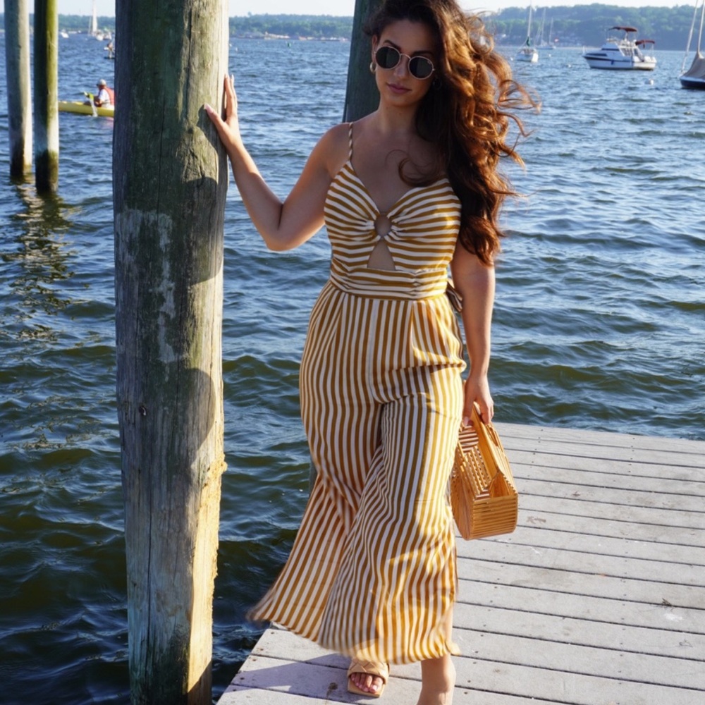 Yellow Striped Jumpsuit